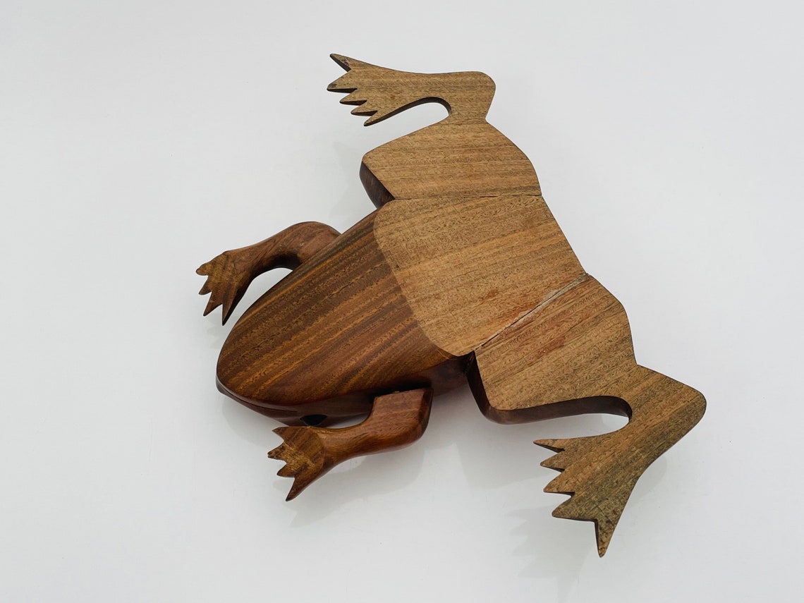 Vintage Wooden Frog Ornament Stripped Wooden Frog Ornament Etsy