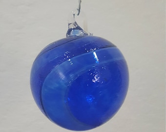 Christmas:Handblown Blue Ornament