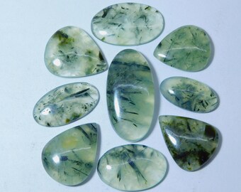 Natural PREHNITE Cabochon Amazing A+ 75 Ct #14 Quality PREHNITE Loose Stone Semi Precious Hand Polish For Jewelry Making 5 Piece Lot