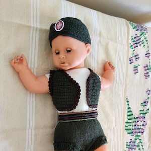 Serbian Baby Costume: Crochet Balkan Outfit, Photo Prop Set