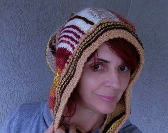 Earthy Crochet Hood: Chunky Knit Earflap Beanie