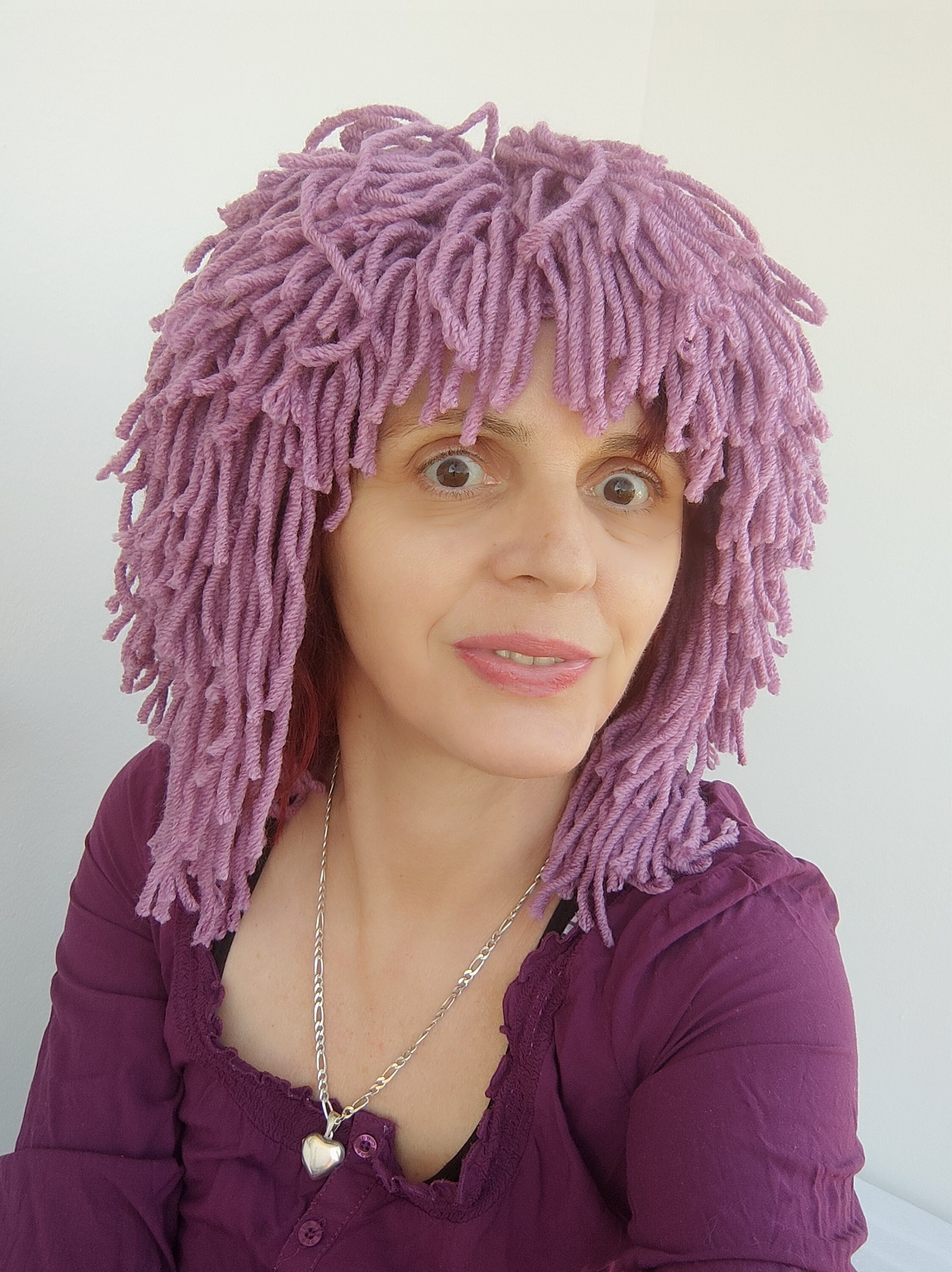 Yarn Wig Lavander Hair Hat Festival Yarn Wig Beani Mother s Day