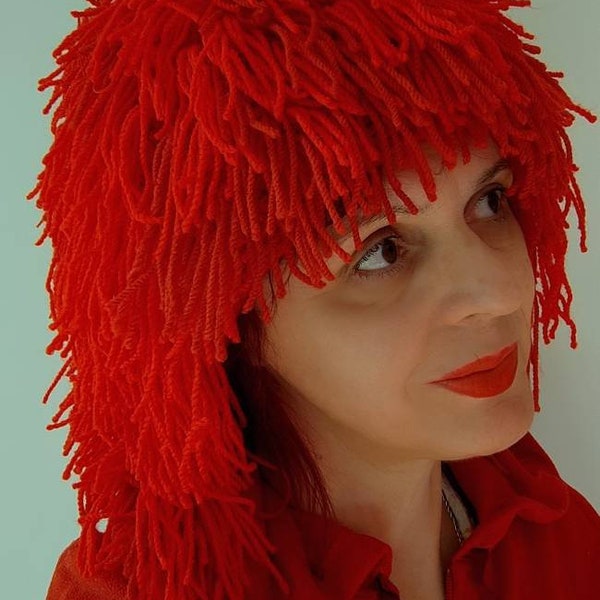 Red hair hat Red wig Cabbage patch wig Mother's day gift Halloween Wig Beanie  Crochet hair Yarn hair hat Crazy beanie Festival Cap Knit wig