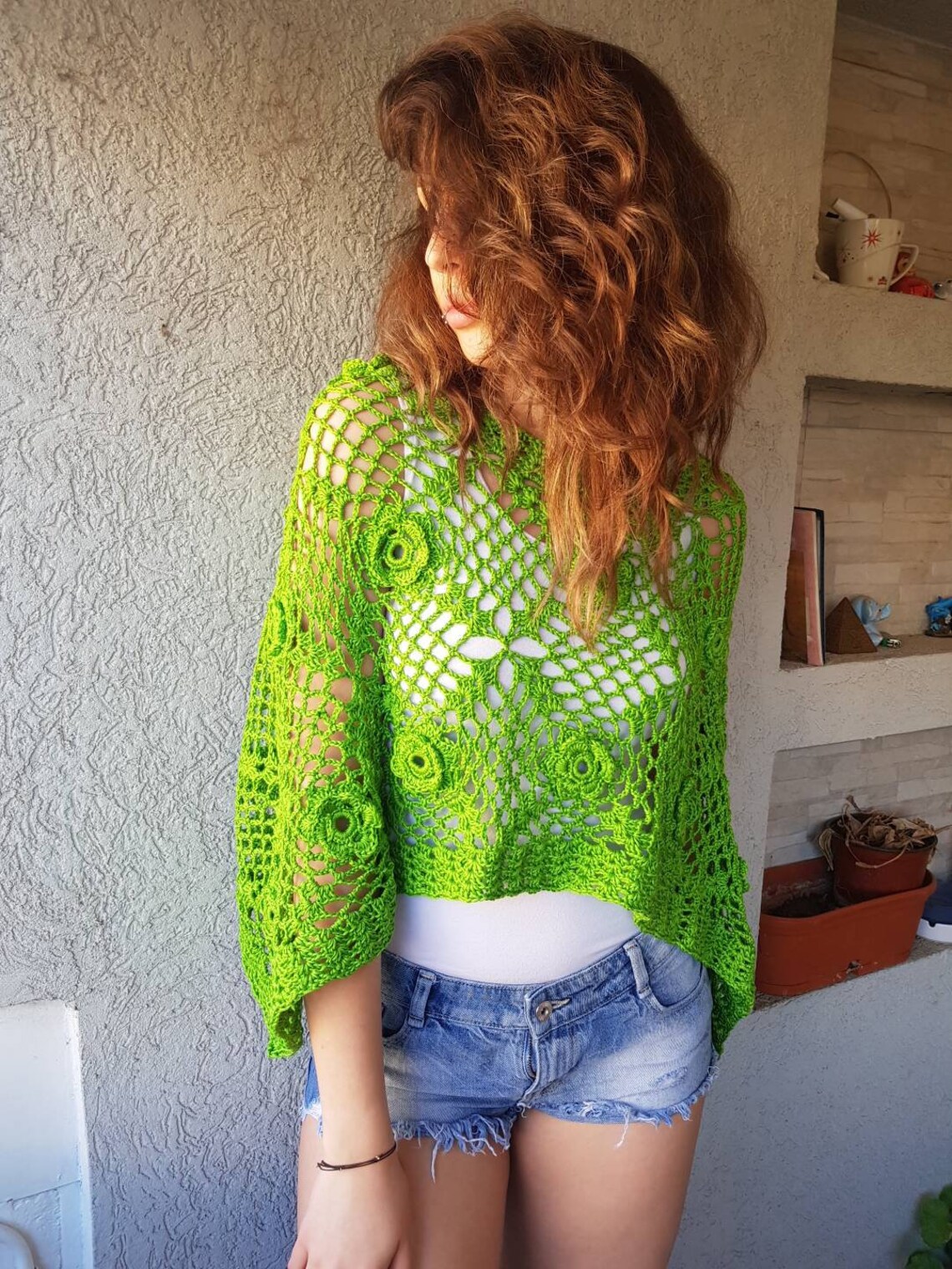 Crochet poncho Lace poncho Beach cover up Bohemian clothes Etsy