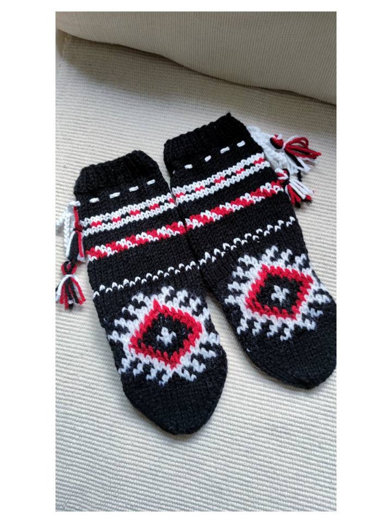 Serbia socks Crochet red socks Mother's day gift Serbian gift Wool socks Retro socks Balkan clothes Vantage Traditional Serbian socks image 10