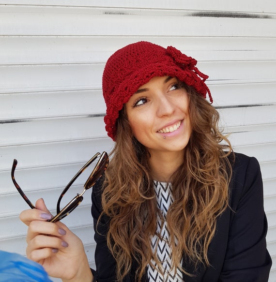 burgundy crochet hat