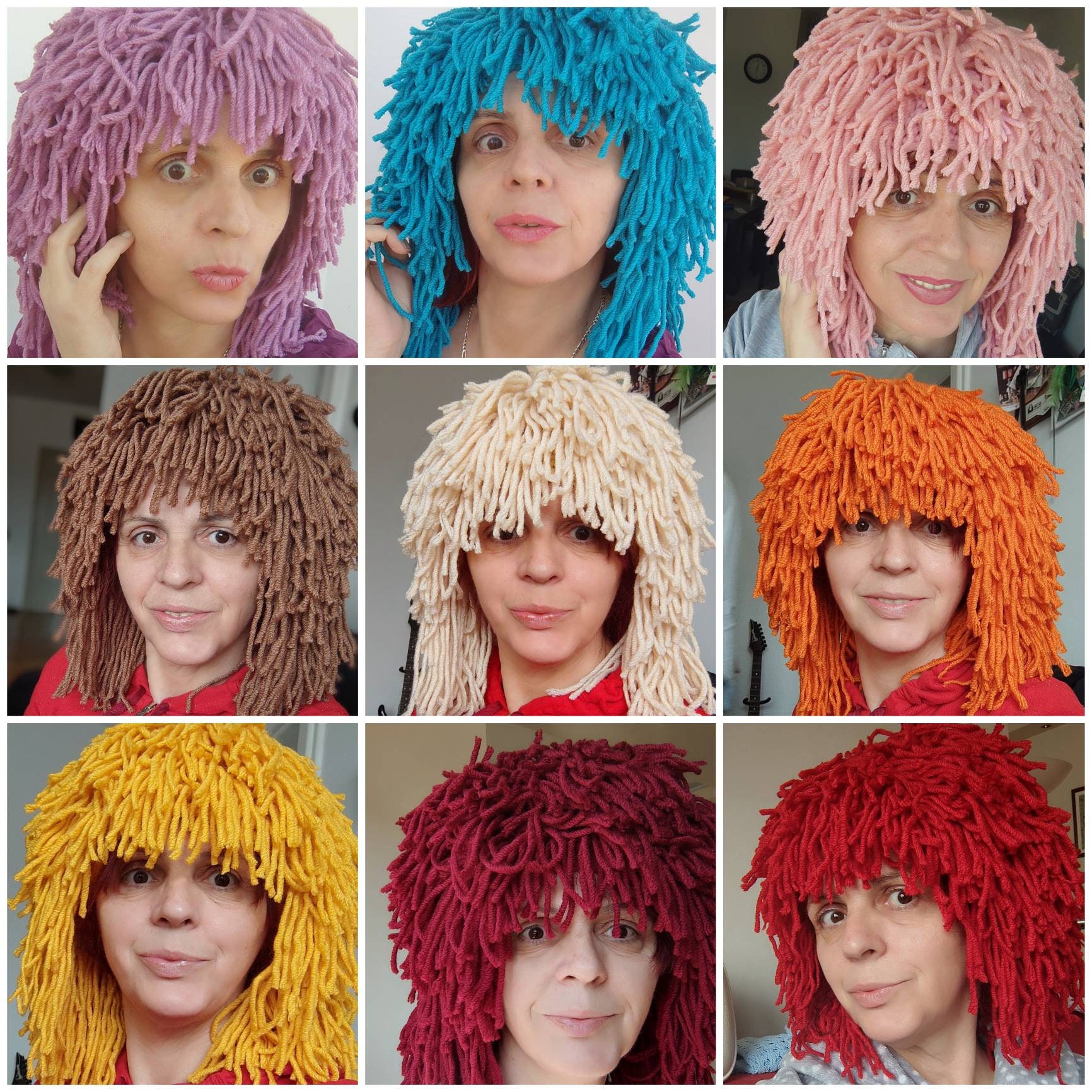 Yarn Wig Halloween Costume Wig Crazy Hair Day Hat Festival Yarn Wig Knitted Wig Beanie Crochet Hair Beanie Yarn Hair Hat Crazy Beanie Etsy