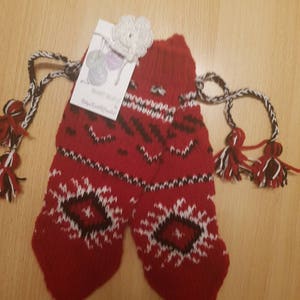 Serbia socks Crochet red socks Mother's day gift Serbian gift Wool socks Retro socks Balkan clothes Vantage Traditional Serbian socks image 4