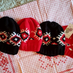 Black Knit Wool Hat: Serbian Balkan Style Winter Beanie