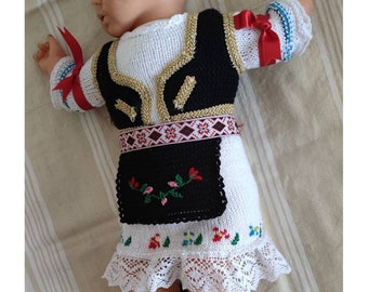 Serbian baby girl costume Serbian folk costume Orthodox baby christening Balkan Yugoslavian Traditional clothes for newborns Nošnja Jelek