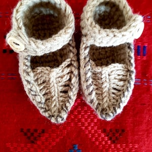 Crochet baby sleepers Serbian opanke Slippers Yugoslavia Balkan Opanke Serbian shoes Serbian baby shower gift Orthodox baby christening image 5