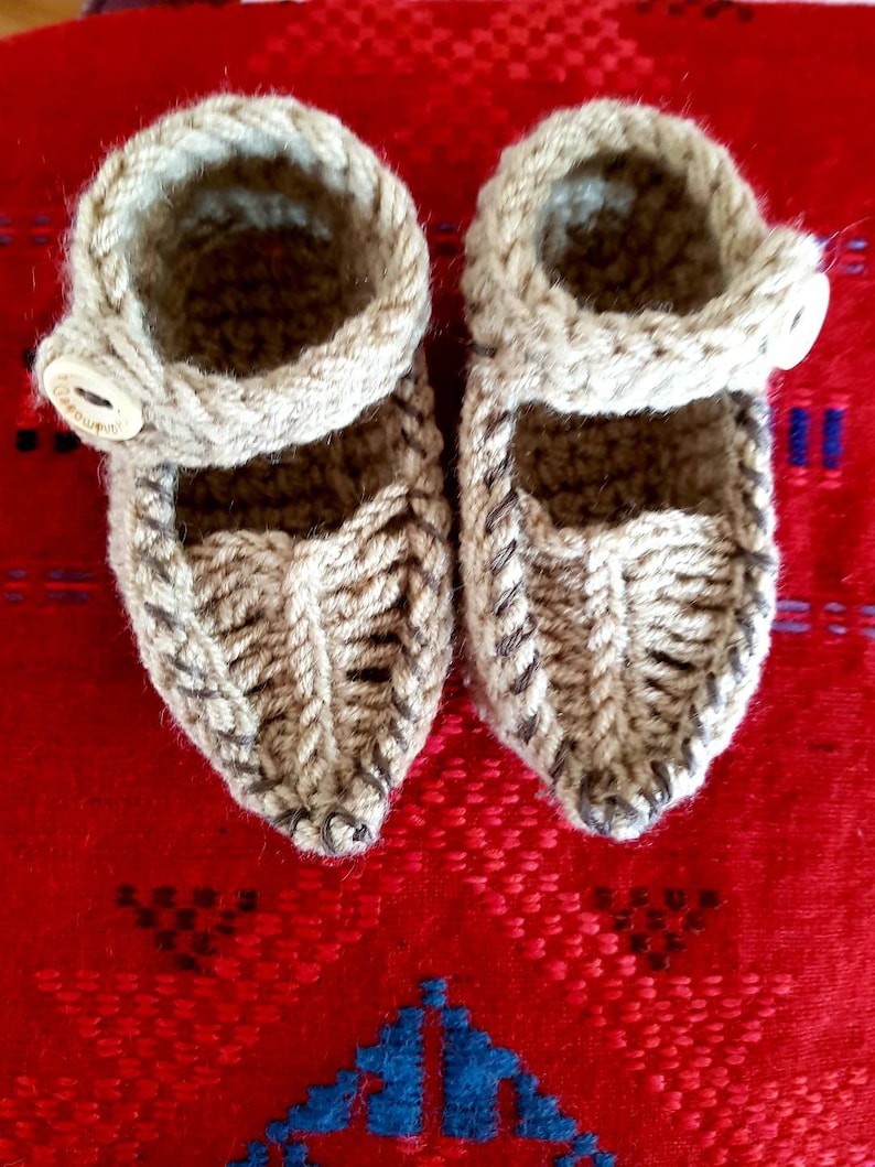 Crochet baby sleepers Serbian opanke Slippers Yugoslavia Balkan Opanke Serbian shoes Serbian baby shower gift Orthodox baby christening image 5