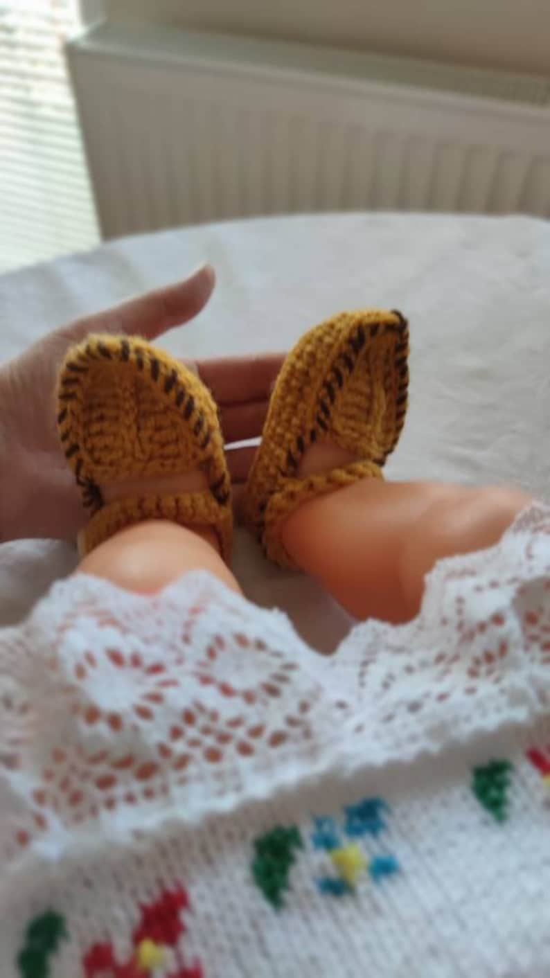 Crochet baby sleepers Serbian opanke Slippers Yugoslavia Balkan Opanke Serbian shoes Serbian baby shower gift Orthodox baby christening image 8