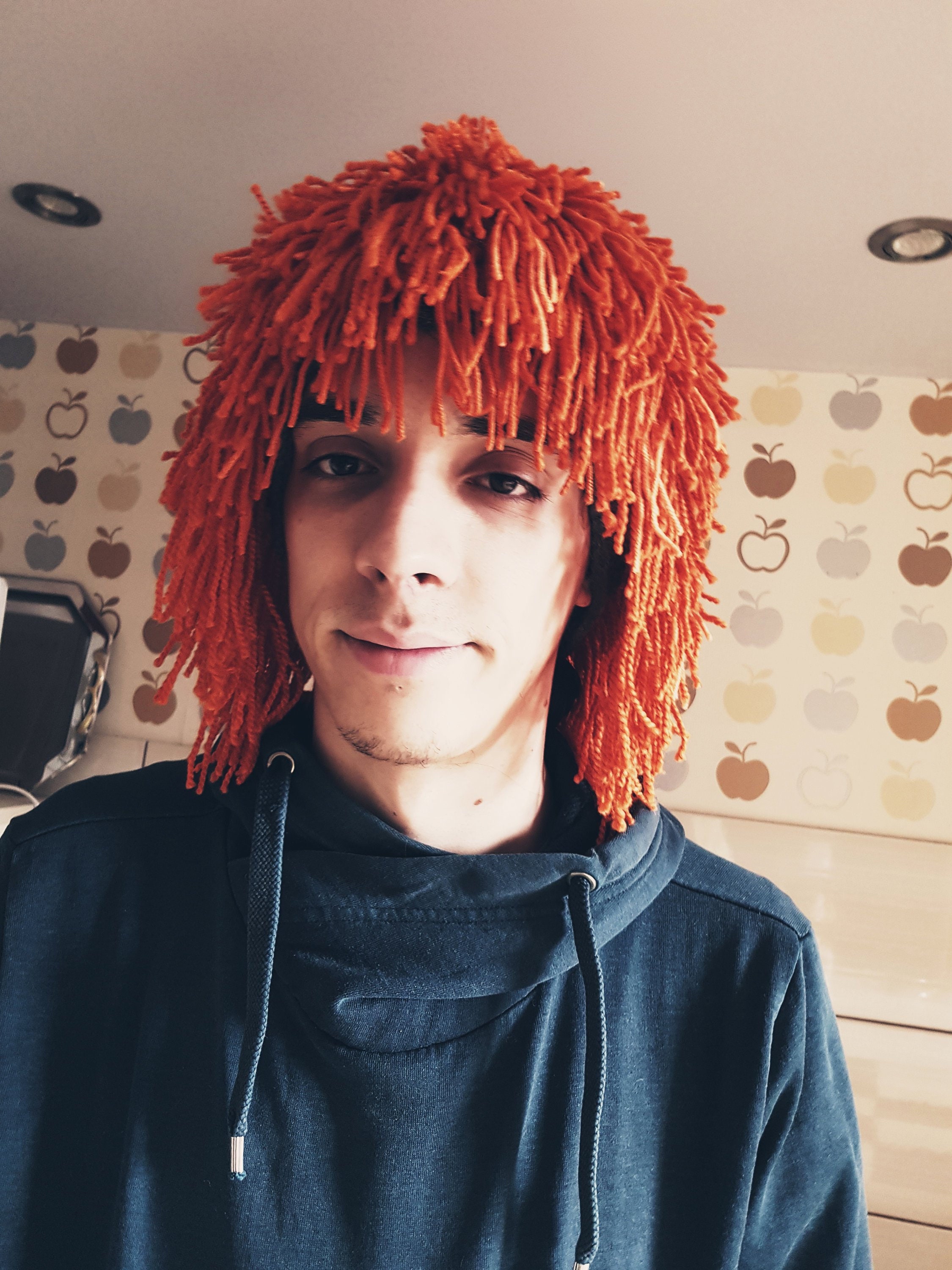 Orange Hair Hat Wig Beanie With Beard Crochet Beard Beanie Etsy