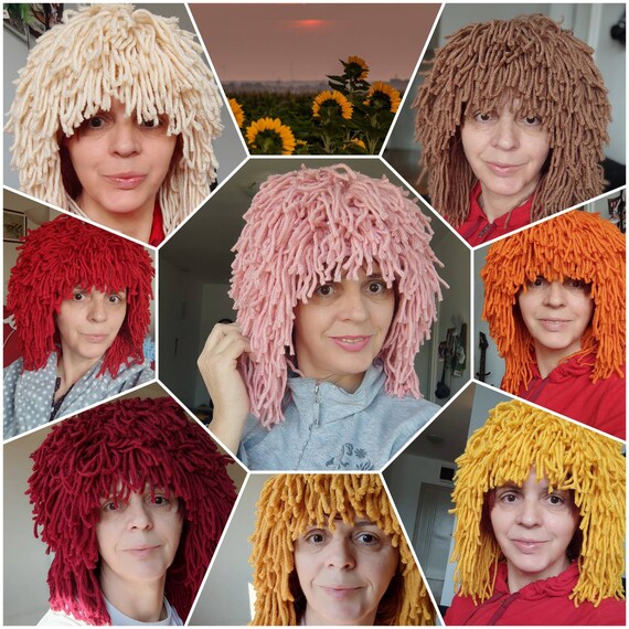 Lustige Beanie-Perücke Für Herren – Mit Haaren, Acryl, Für Kostümparty (55-60 Cm)