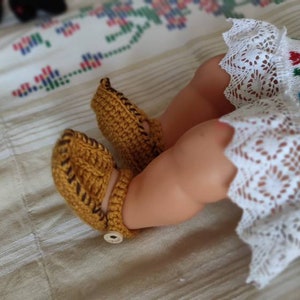 Crochet baby sleepers Serbian opanke Slippers Yugoslavia Balkan Opanke Serbian shoes Serbian baby shower gift Orthodox baby christening image 9