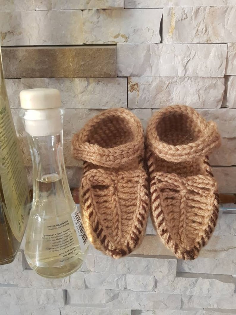 Crochet baby sleepers Serbian opanke Slippers Yugoslavia Balkan Opanke Serbian shoes Serbian baby shower gift Orthodox baby christening image 7