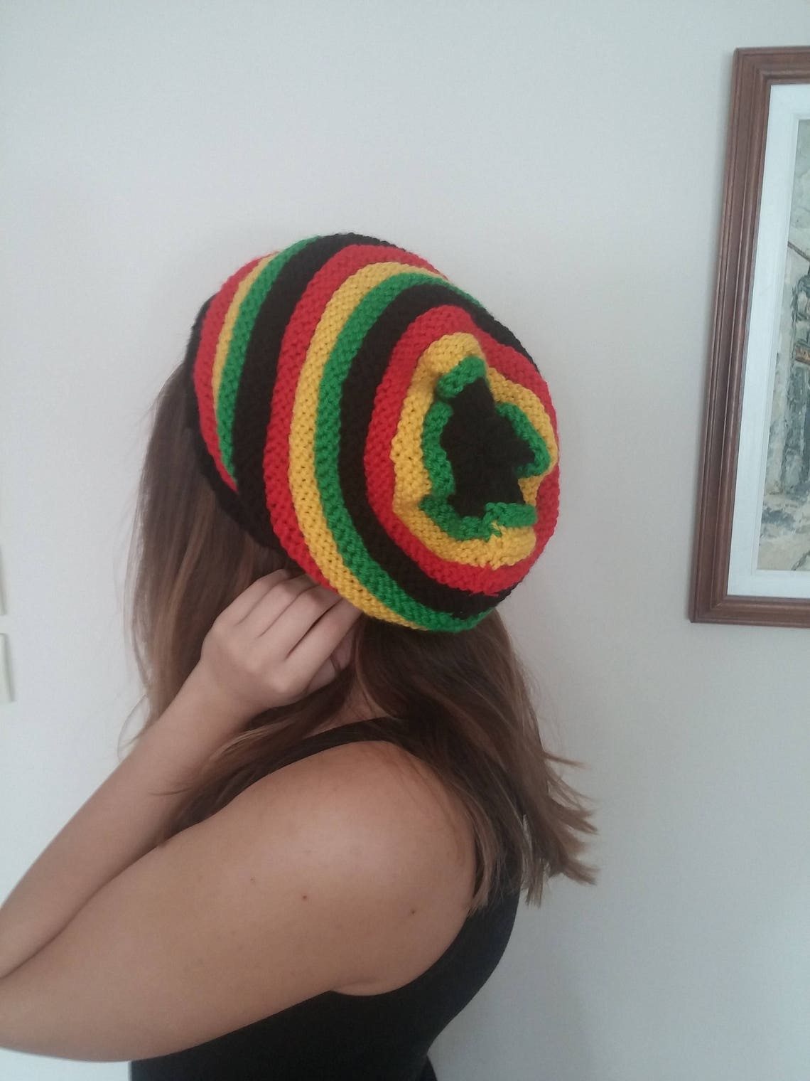 Rasta hat Rasta beanie Knit Jamaica hat Vegan oversize hat Etsy
