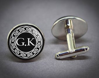 Monogram Cufflinks / Celtic cufflinks / Personalised cufflinks / Wedding cufflinks / Irish cufflinks / Fathers day gift / Groom cufflinks