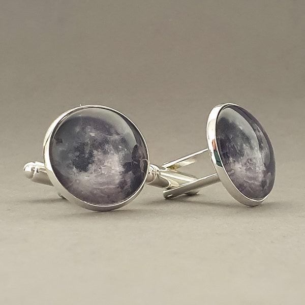 Moon cufflinks / Planet / Space jewellery / Science cufflinks / Astronomy cufflinks / Silver planet cufflinks / Suit accessories