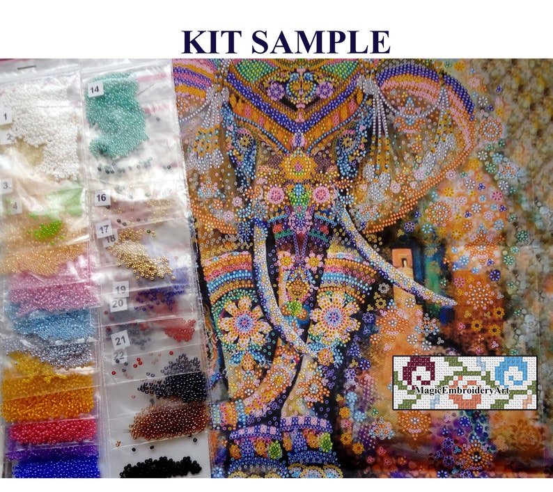 Flowers Bead Embroidery// Flowers Embroidery Kit// Floral Home Etsy