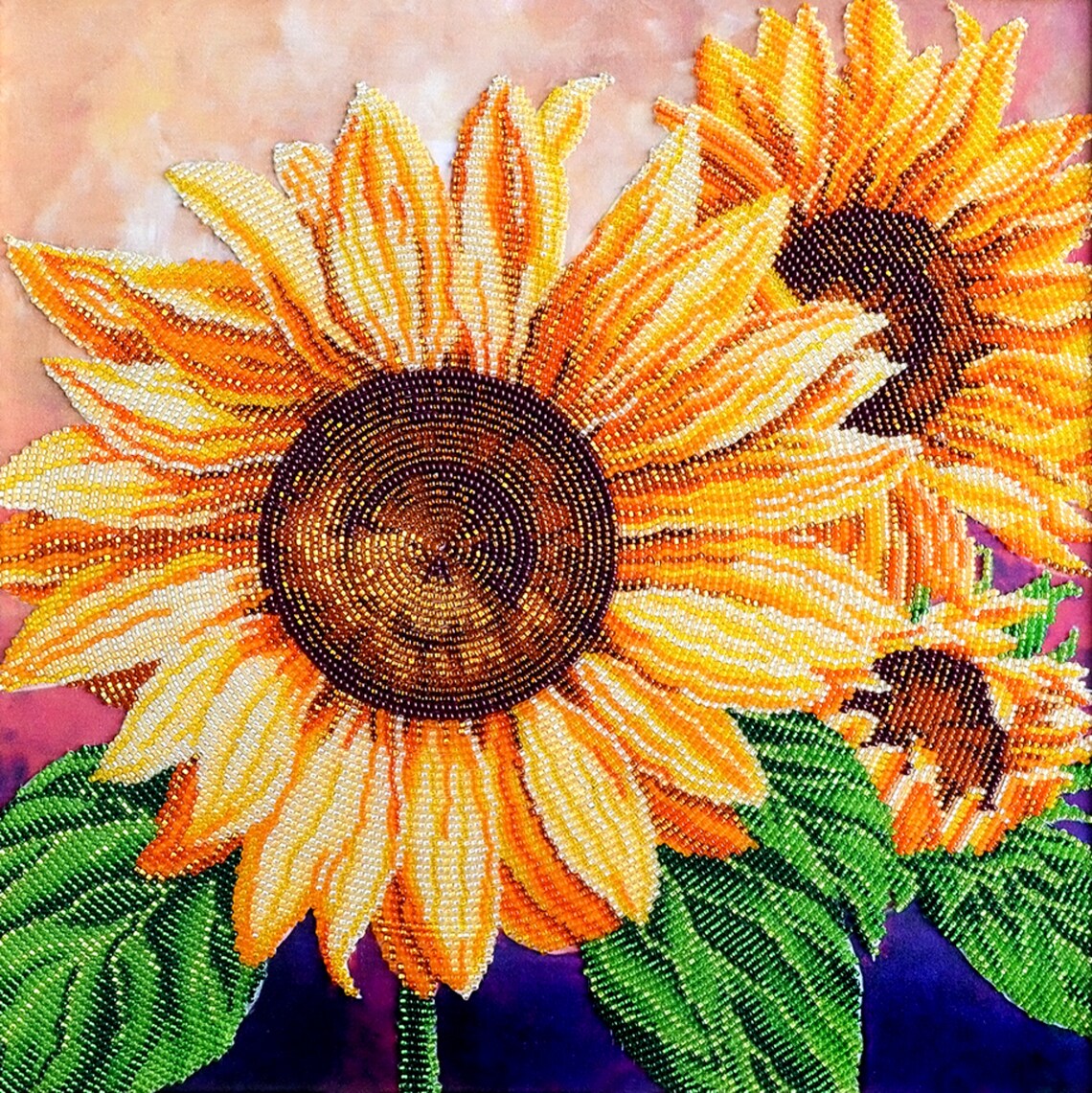 Sunflowers Beadwork Kit// Sunflowers Wall Art// Sunflowers Etsy
