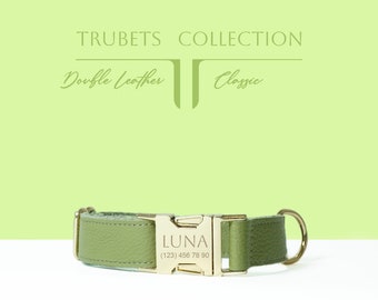 Personalized Leather Green Dog Collar, Custom Green Leather Dog Collars, Leather Dog Collar Handmade, Leather Dog Collar, Dog Collar, Collar