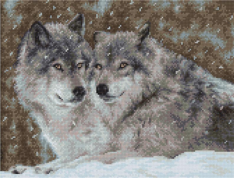 Wolf Embroidery Kit Cross Stitch Wolf Wolves Embroidery Kit Wolf Couple Kit Cross Stitch Kit Wolf Picture Kit Wolf Home Decor