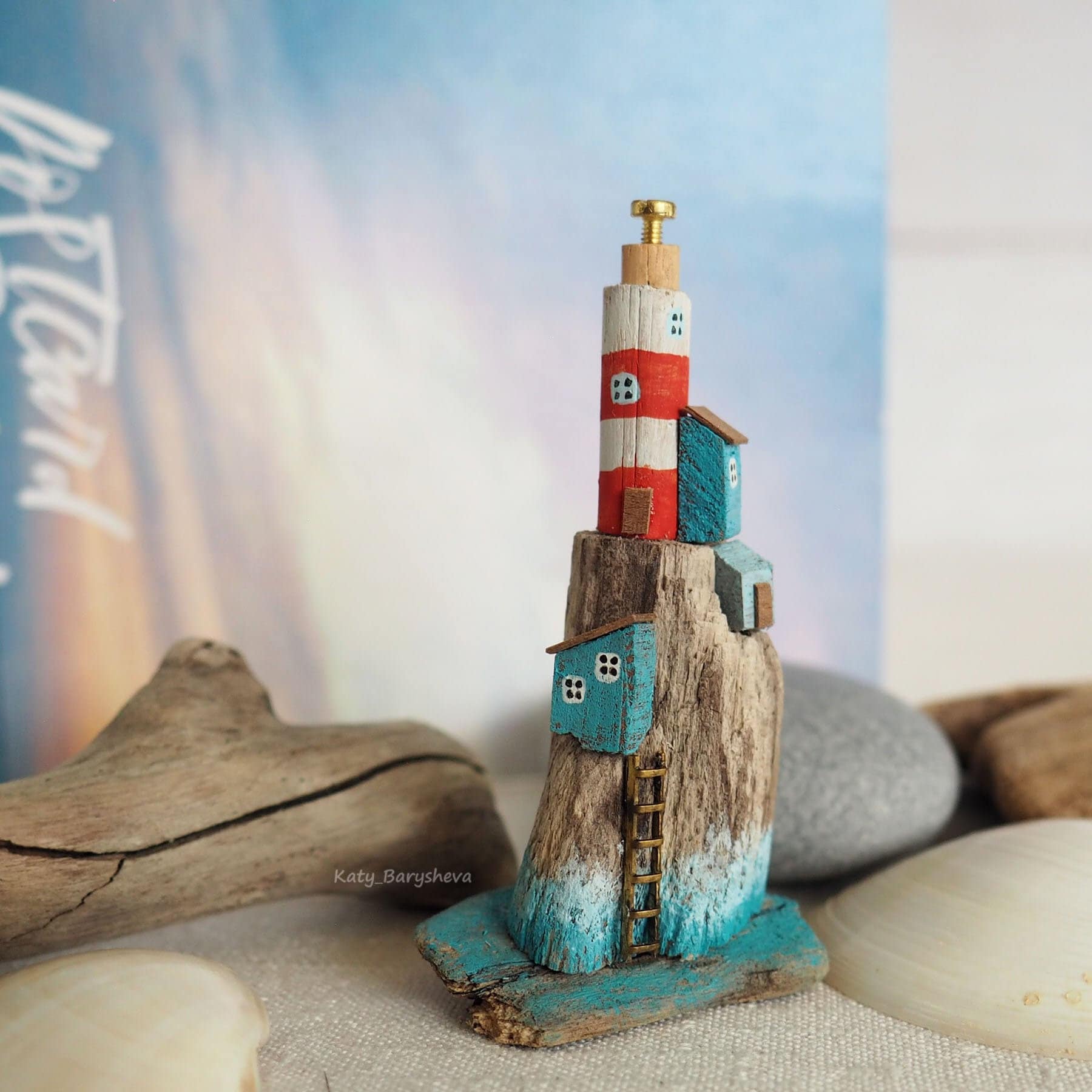 Driftwood art tiny figurine / beach miniature gift / driftwood Etsy