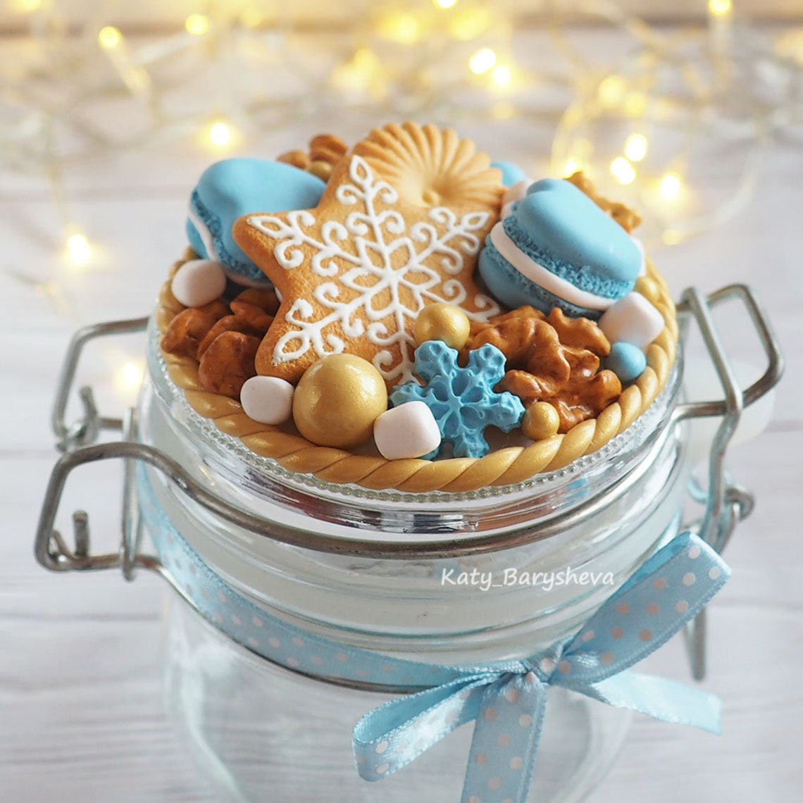 Beautiful Storage Jar decorated with polymer clay sweets / Etsy