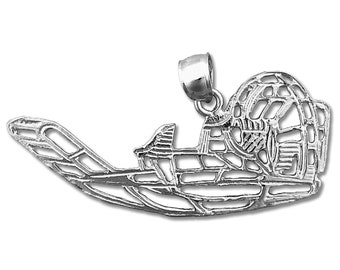 Sterling Silver 3D Swamp Marsh Air Boat Charm