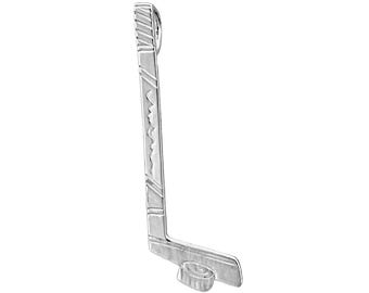 Rhodium Plated 925 Sterling Silver Hockey Stick Pendant
