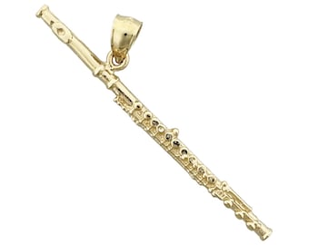 14K Gold Querflöte Anhänger