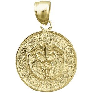 14K Gold Caduceus Symbol Medallion