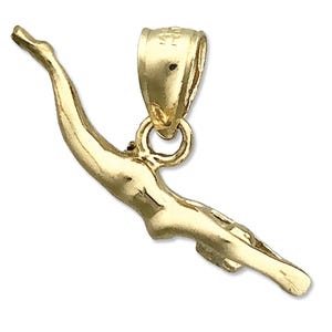 14K Gold 3D Female Swimmer Charm