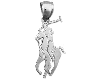 Rhodium Plated 925 Sterling Silver Small Polo Charm