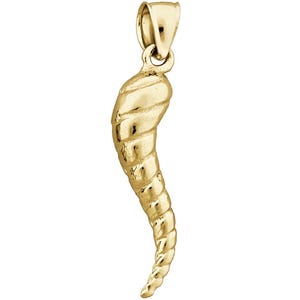 14K Gold 3D Italian Cornicello Horn Pendant