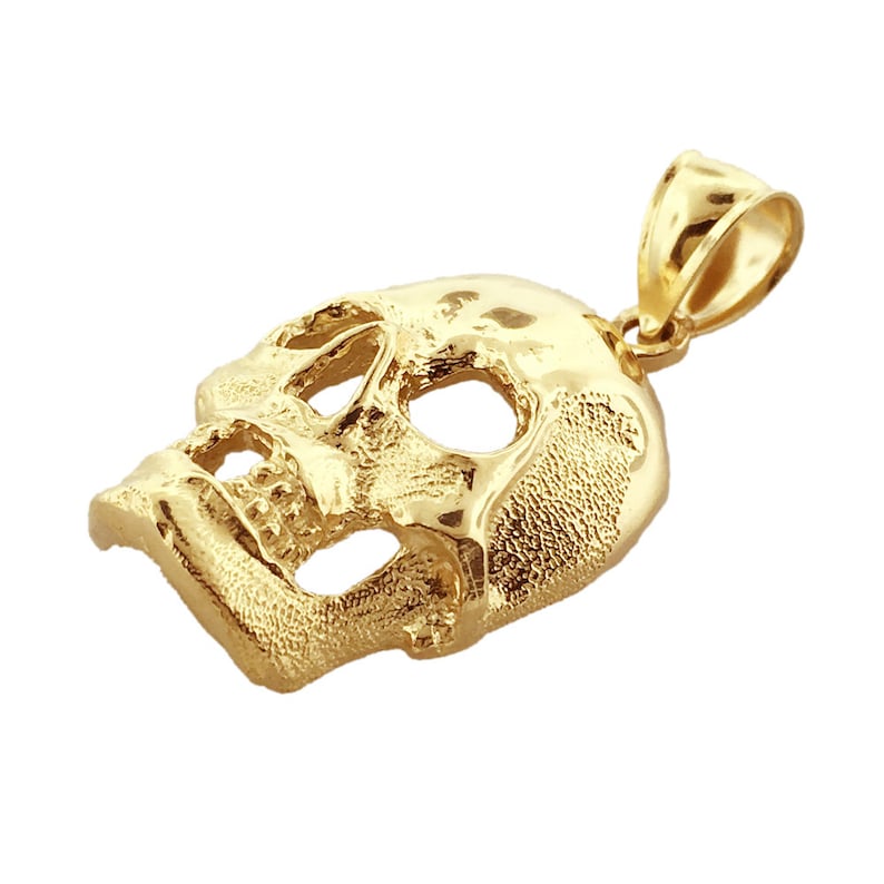 14K Gold Skull Charm Pendant