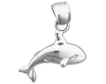 Rhodium Plated 925 Sterling Silver Killer Whale Charm