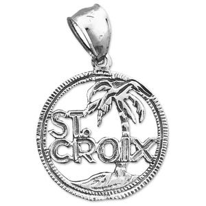 Rhodium Plated 925 Sterling Silver Saint Croix Virgin Islands Charm