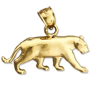 14K Gold Mountain Lion Cougar Pendant