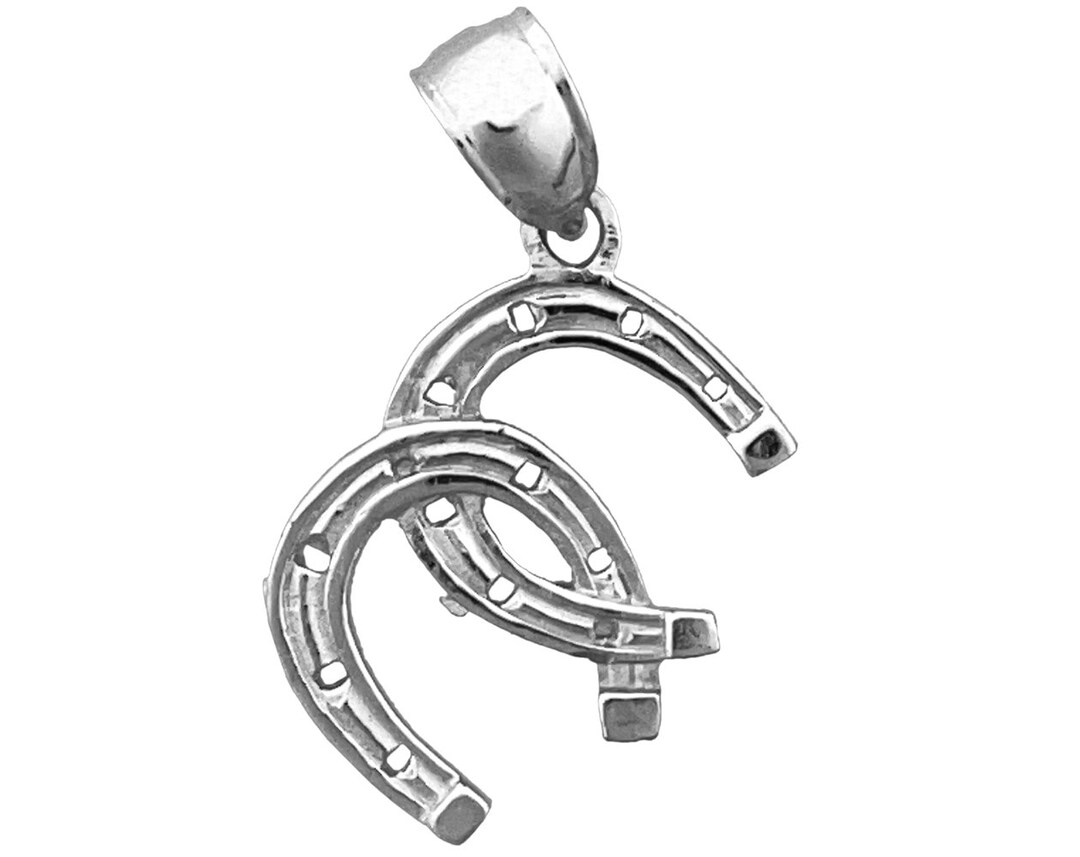 Rhodium Plated 925 Sterling Silver Double Horseshoe Charm Etsy UK