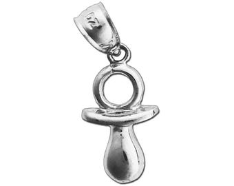 スターリングシルバーのベビーおしゃぶりネックレス：3Dチャーム