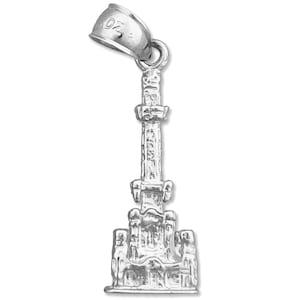 Rhodium Plated 925 Sterling Silver 3D Chicago Water Tower Charm