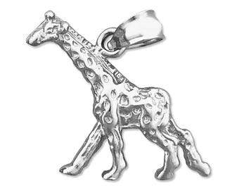 Rhodium Plated 925 Sterling Silver Giraffe Charm