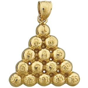 14K Gold Pool Billiard Balls Pendant