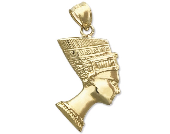 Made in USA Charm 14k Yellow Gold EGYPTIAN QUEEN NEFERTITI Pendant 