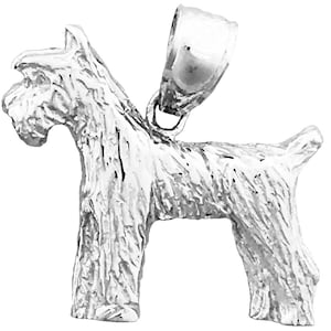 Rhodium Plated 925 Sterling Silver German Schnauzer Charm