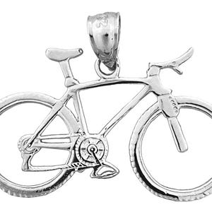 Rhodium Plated 925 Sterling Silver Bicycle Pendant