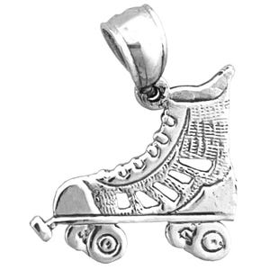 Rhodium Plated 925 Sterling Silver Roller Skate Charm